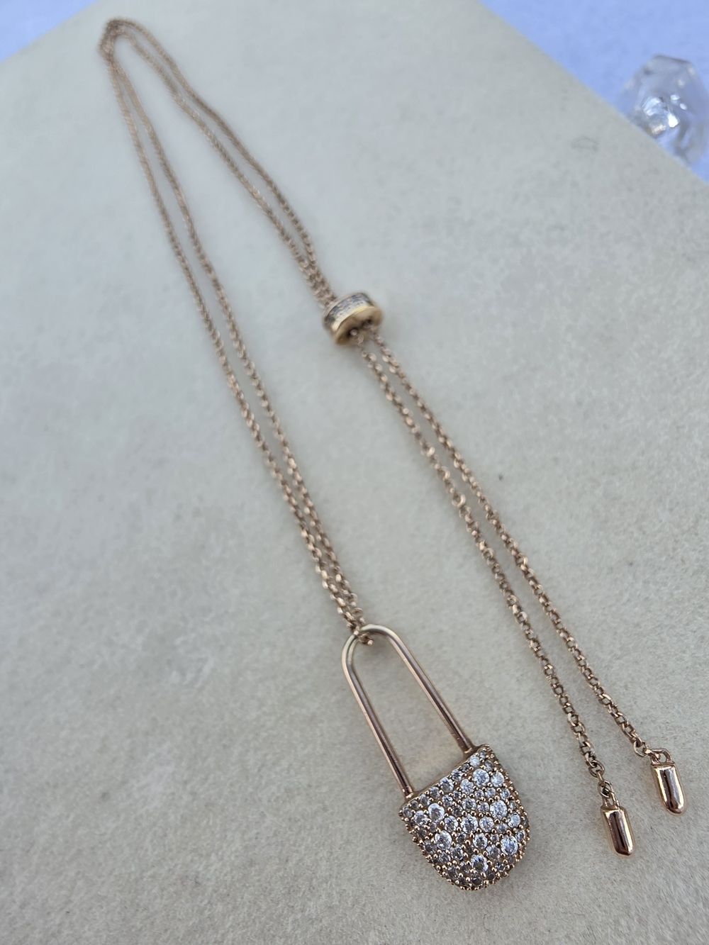 APM Monaco: Rose Gold on Sterling Silver Necklace with Pavé Crystals on Pendant